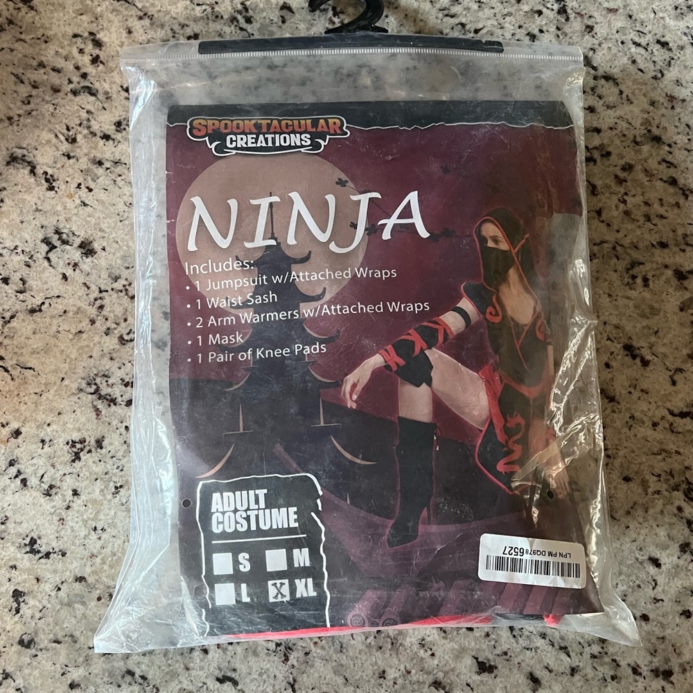 New - Spooktacular Creations Adult Ninja Warrior Costume - Black and Red - Picture 7 of 7